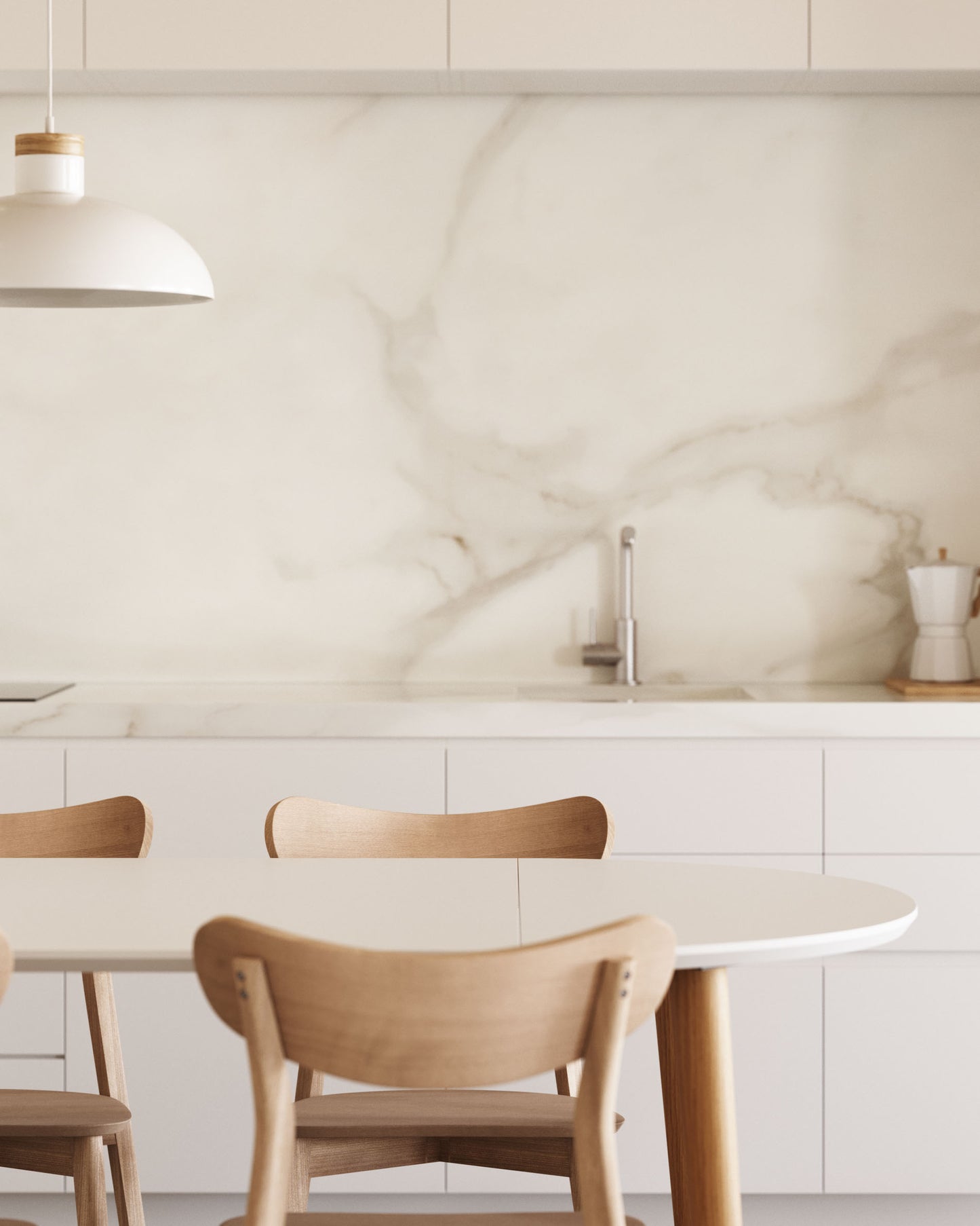 Kave Home Oqui eettafel uitschuifbaar rond Ø90 cm White/Natural