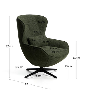 Kave Home Sorile fauteuil chenille Dark green