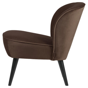 WOOOD Sara fauteuil velvet Donkerbruin