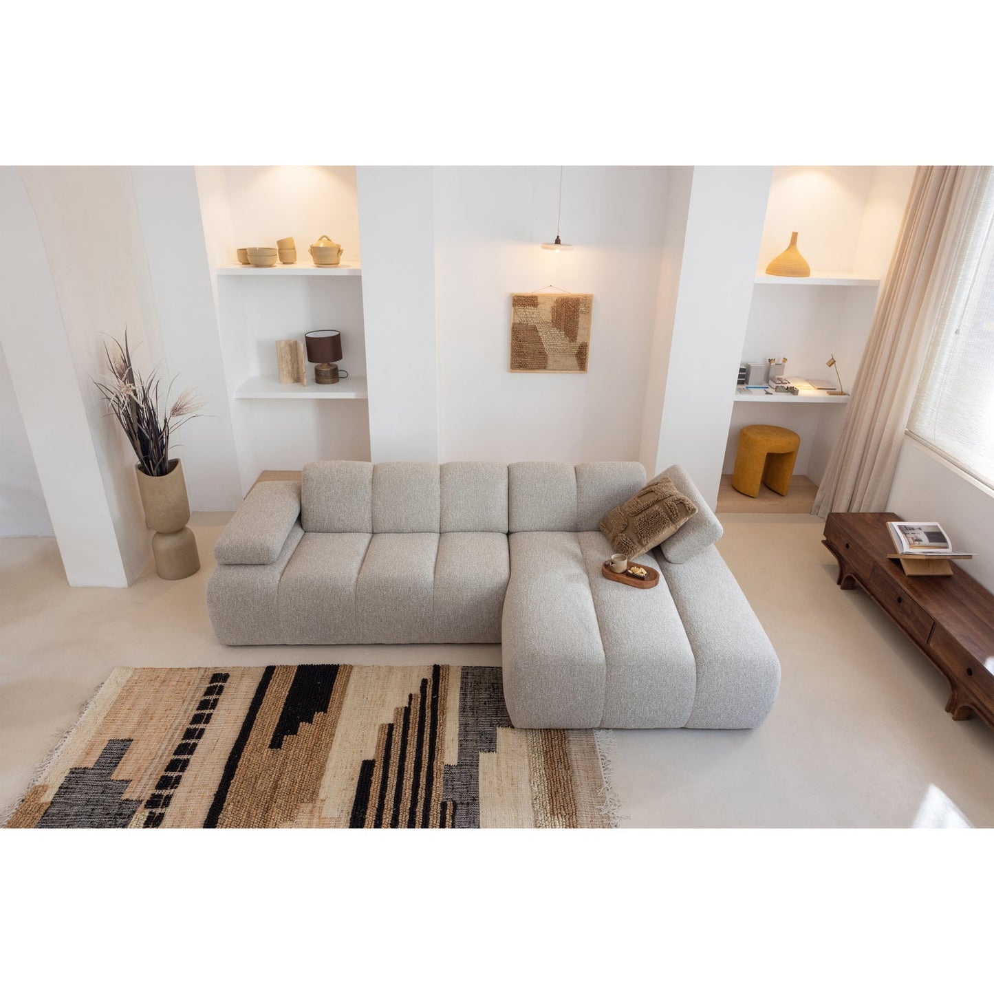 WOOOD Mojo chaise longue bank rechts bouclé Beige Melange