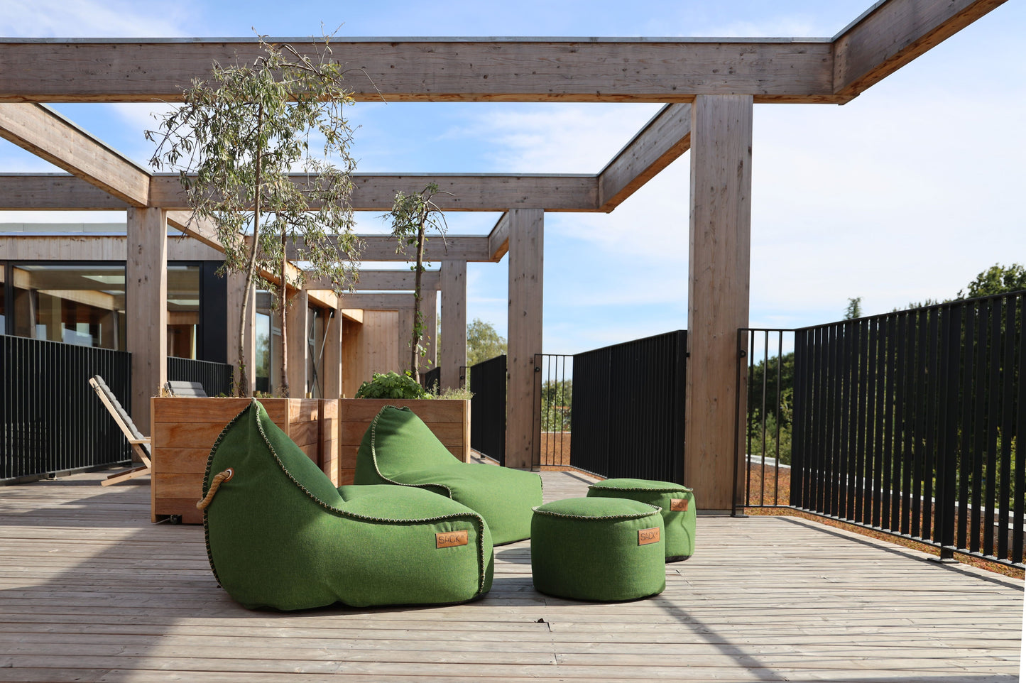 SACKit Cobana zitzak en poef Green