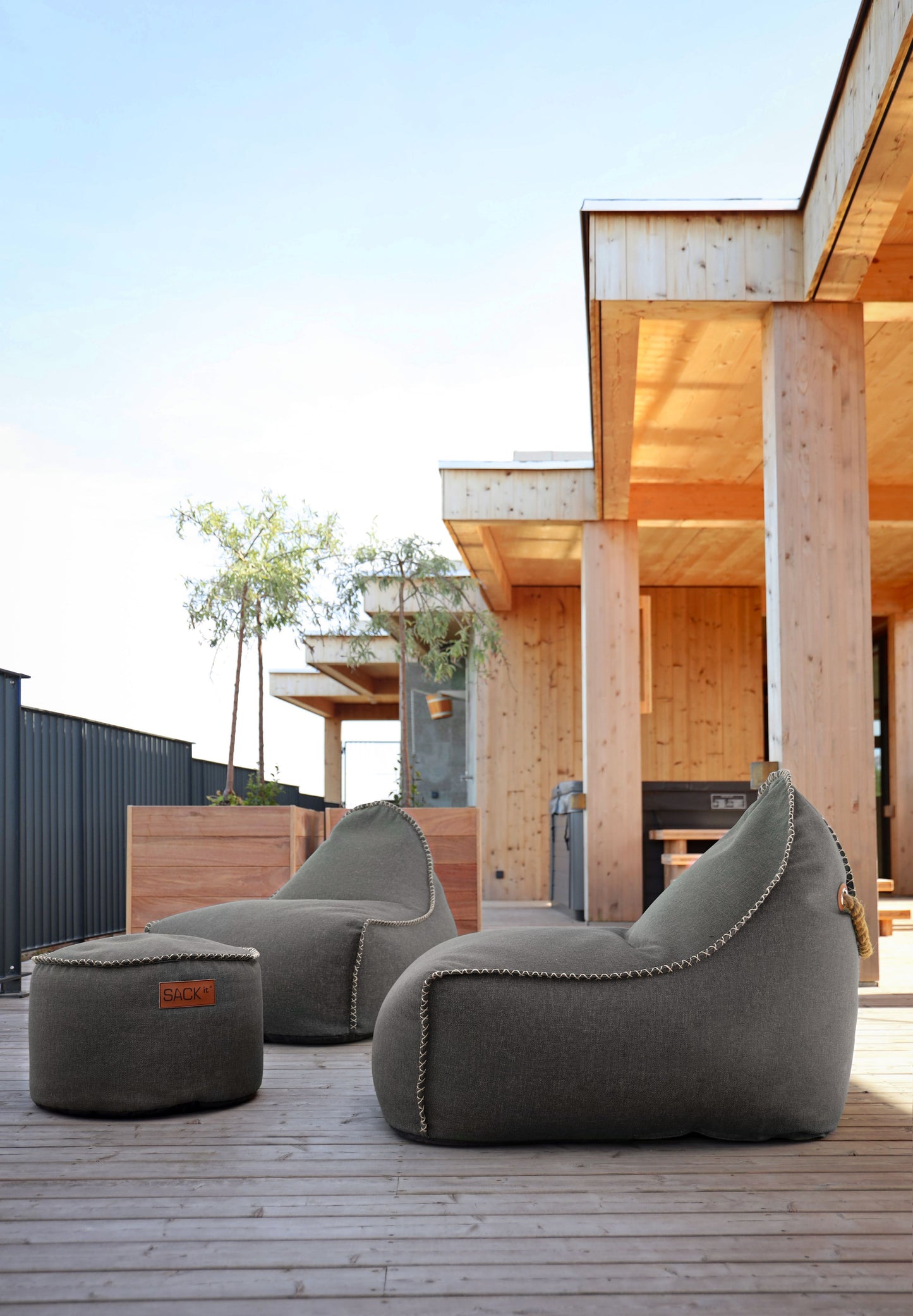 SACKit Cobana zitzak en poef Brown