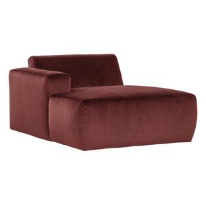 WOOOD Mojo Base chaise longue bank arm links velvet Kastanjebruin