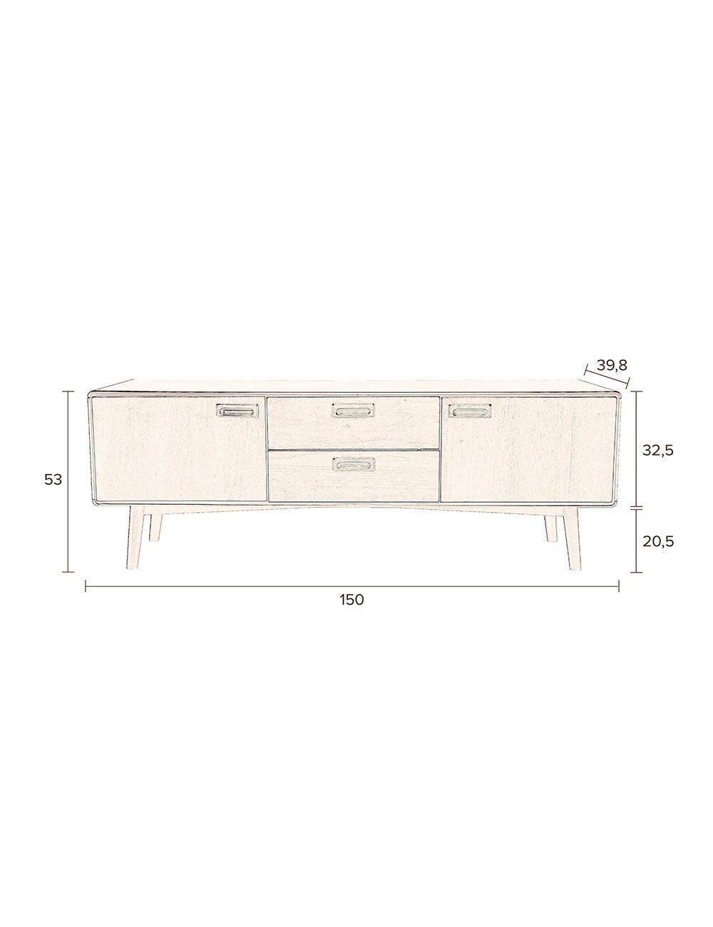 Dutchbone Juju dressoir laag Walnoot