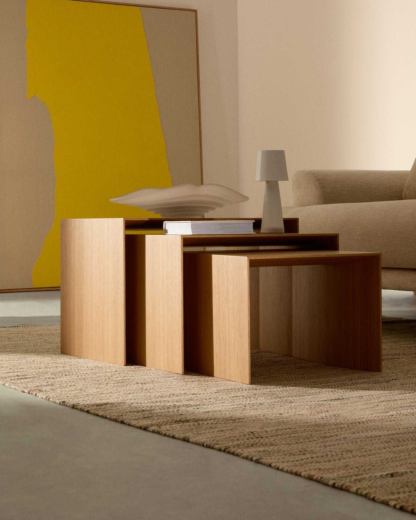 Kave Home Litto bijzettafel set van 3 Naturel