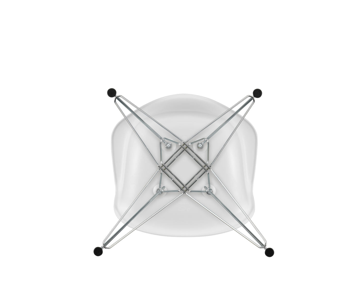 Vitra Eames DAR eetkamerstoel met arm Cotton White verchroomd