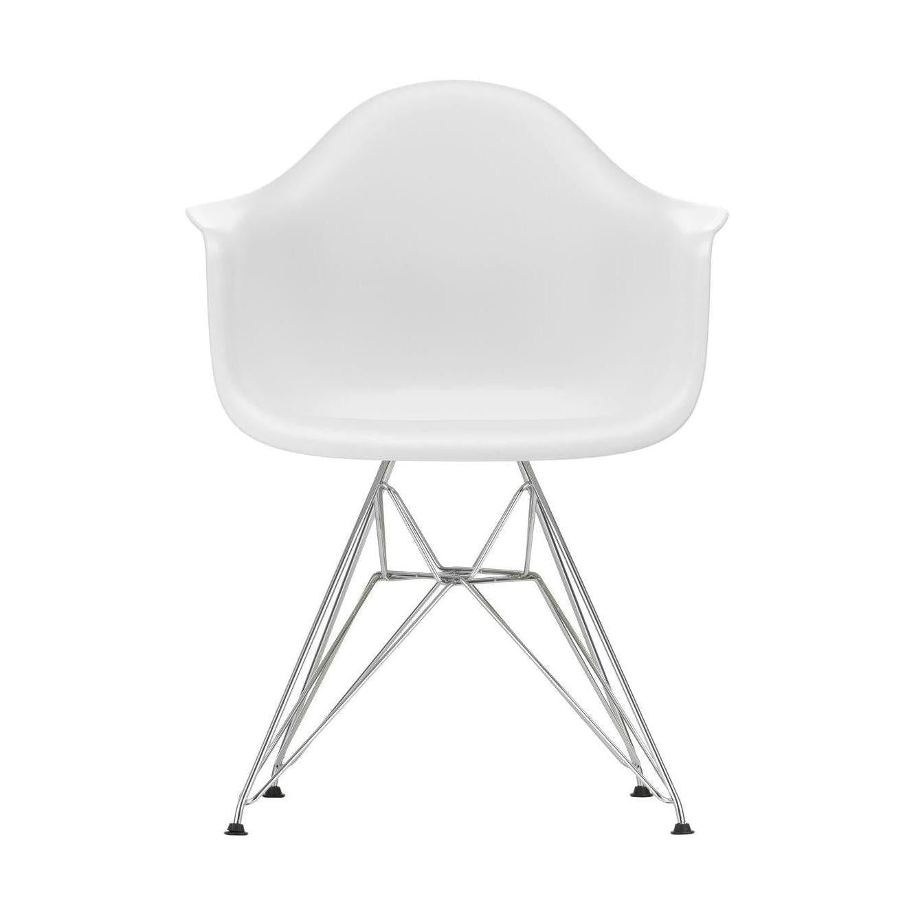 Vitra Eames DAR eetkamerstoel met arm Cotton White verchroomd