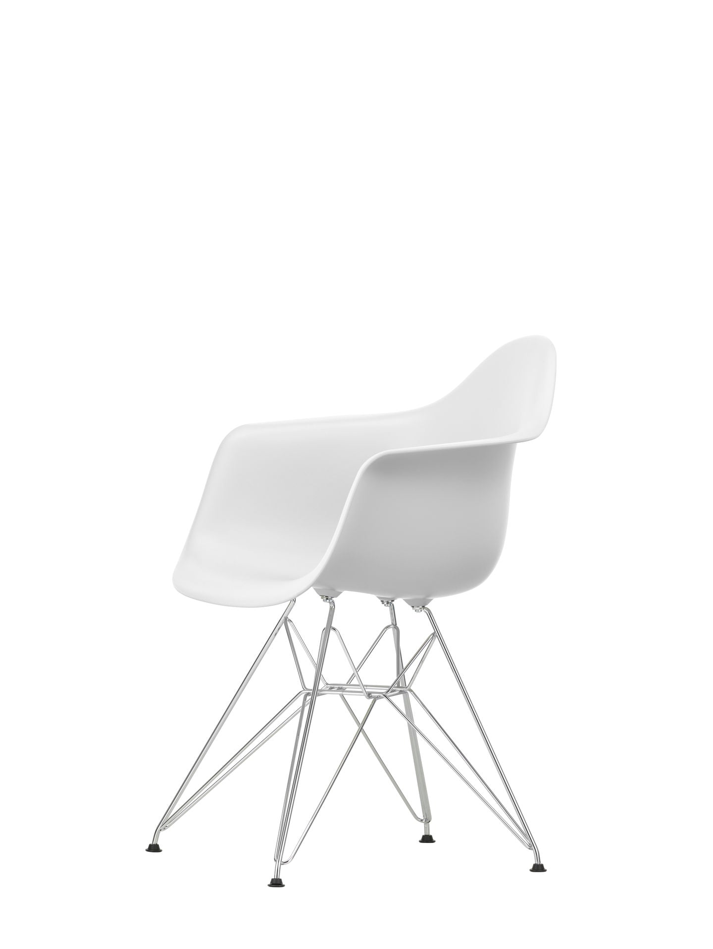 Vitra Eames DAR eetkamerstoel met arm Cotton White verchroomd