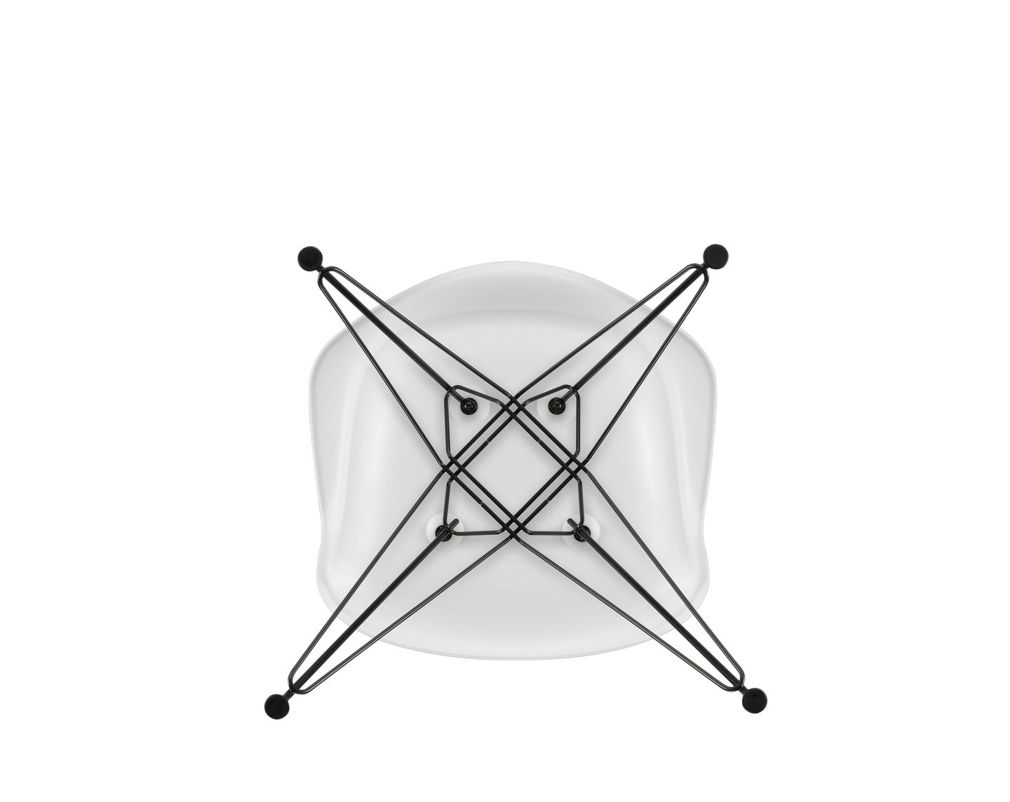 Vitra Eames DAR eetkamerstoel met arm Cotton White zwart gepoedercoat