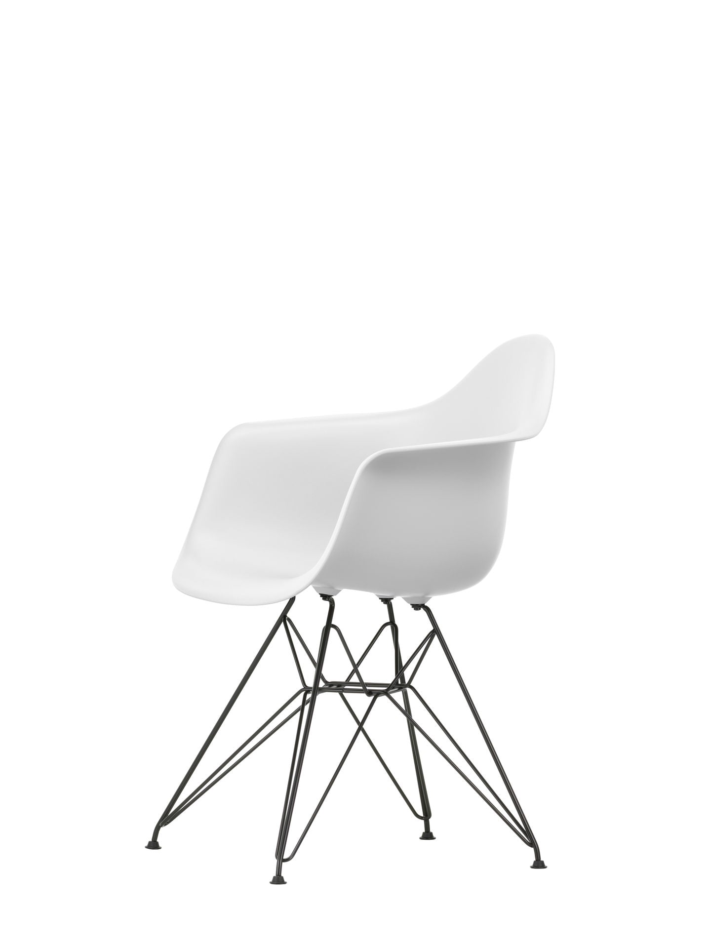 Vitra Eames DAR eetkamerstoel met arm Cotton White zwart gepoedercoat