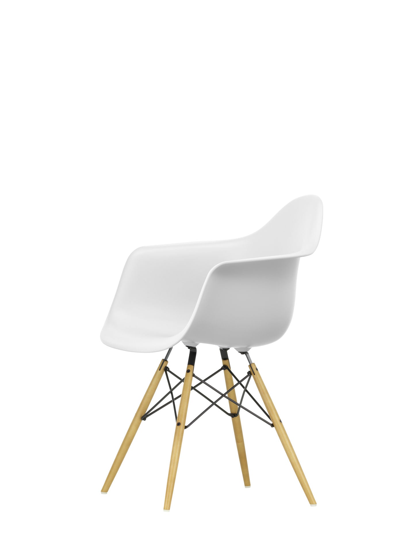 Vitra Eames DAW eetkamerstoel met arm Cotton White esdoorn