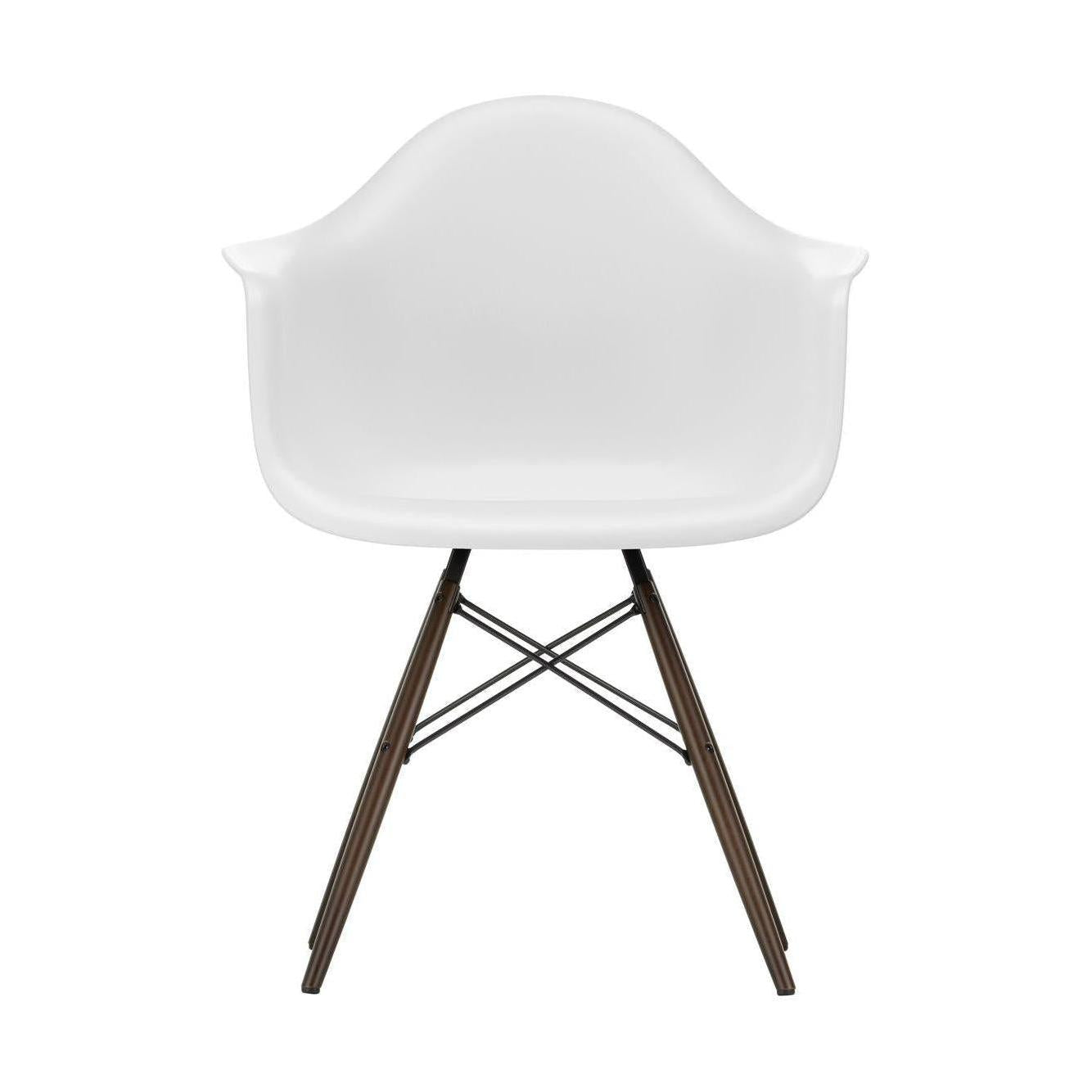 Vitra Eames DAW eetkamerstoel met arm Cotton White donker esdoorn