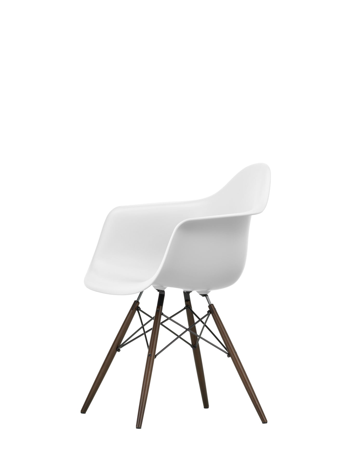 Vitra Eames DAW eetkamerstoel met arm Cotton White donker esdoorn