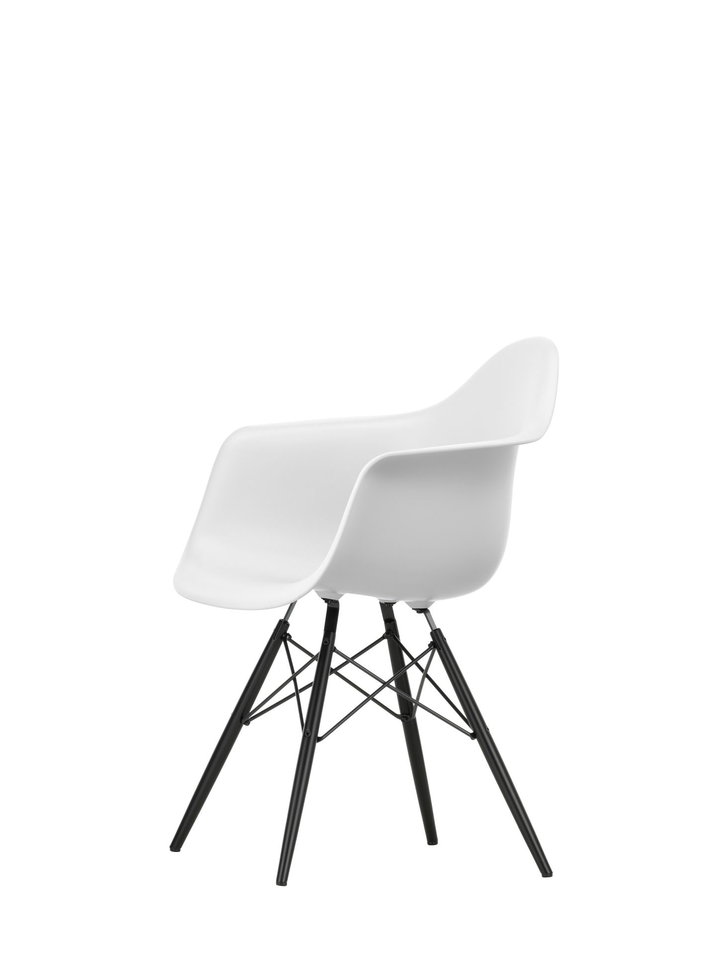 Vitra Eames DAW eetkamerstoel met arm Cotton White zwart esdoorn