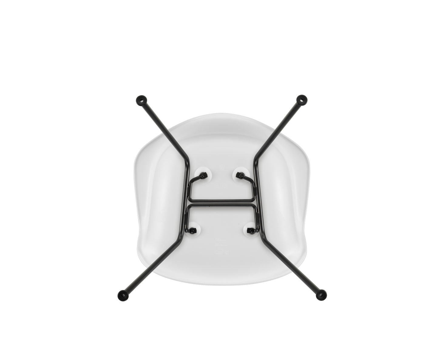 Vitra Eames DAX eetkamerstoel met arm Cotton White zwart gepoedercoat