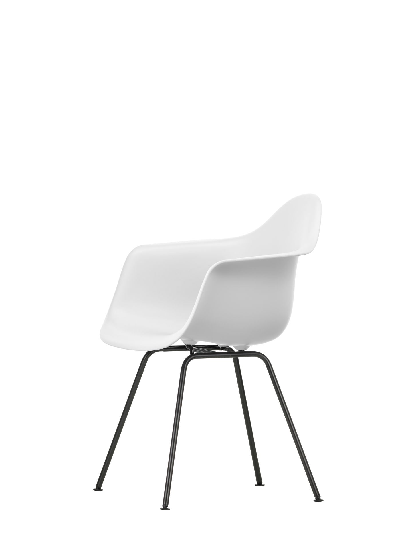 Vitra Eames DAX eetkamerstoel met arm Cotton White zwart gepoedercoat