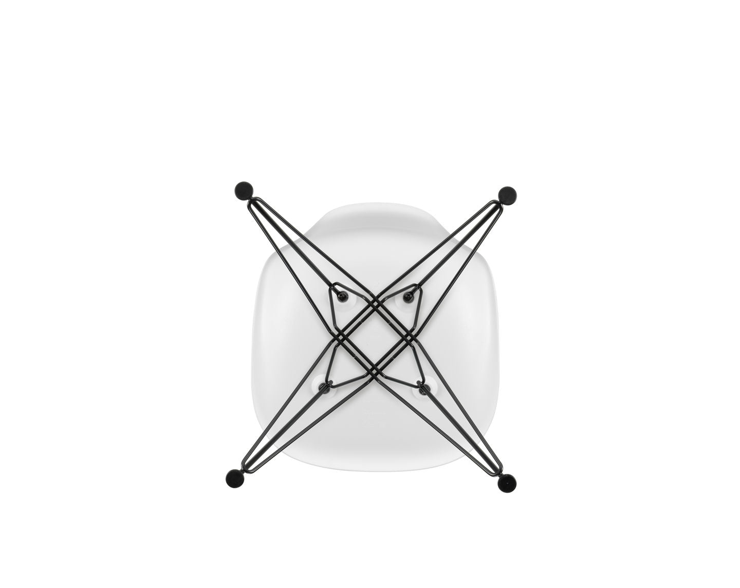 Vitra Eames DSR eetkamerstoel Cotton White zwart gepoedercoat