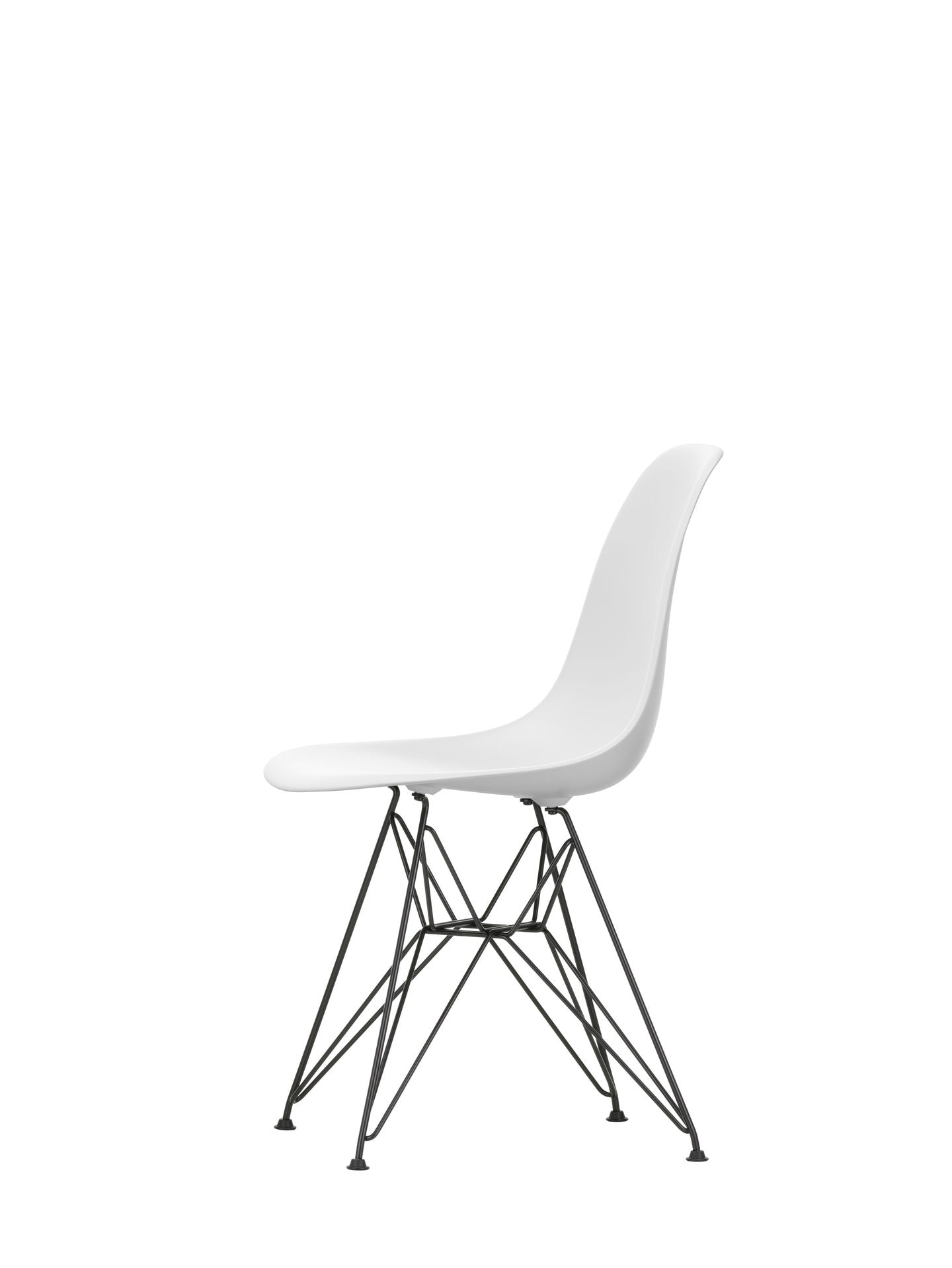 Vitra Eames DSR eetkamerstoel Cotton White zwart gepoedercoat