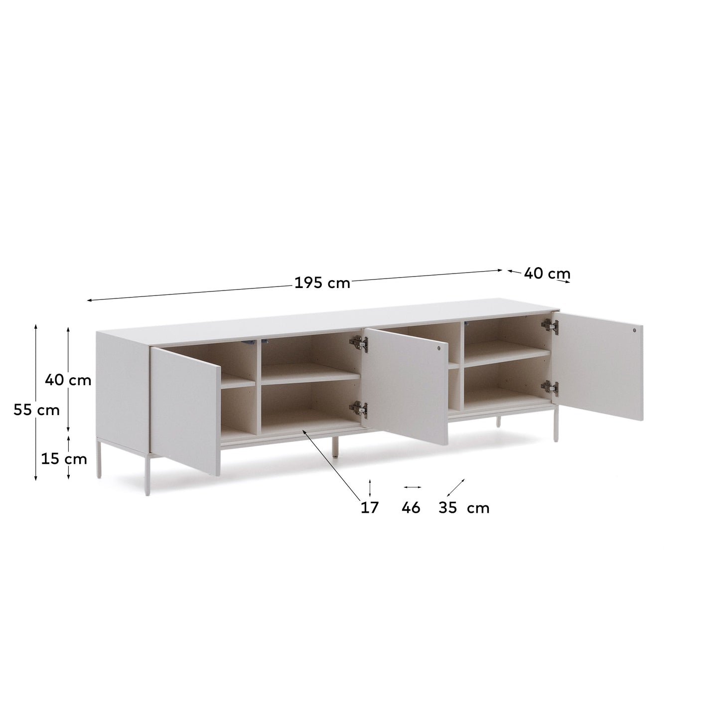 Kave Home Vedrana tv-meubel 3 deuren Wit