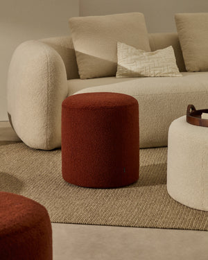 Kave Home Kaeli poef Ø43 cm bouclé Terracotta