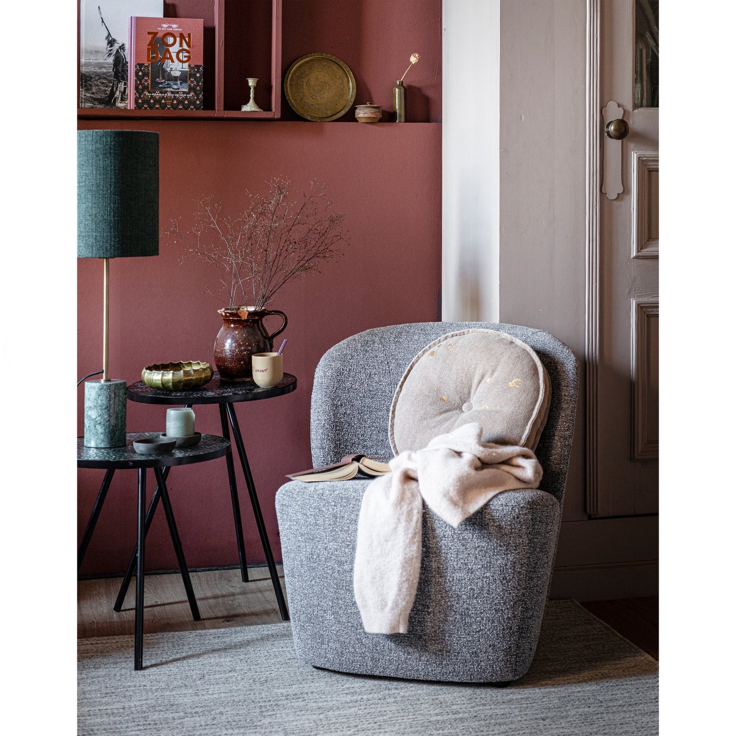 vtwonen Lofty fauteuil bouclé Grijs