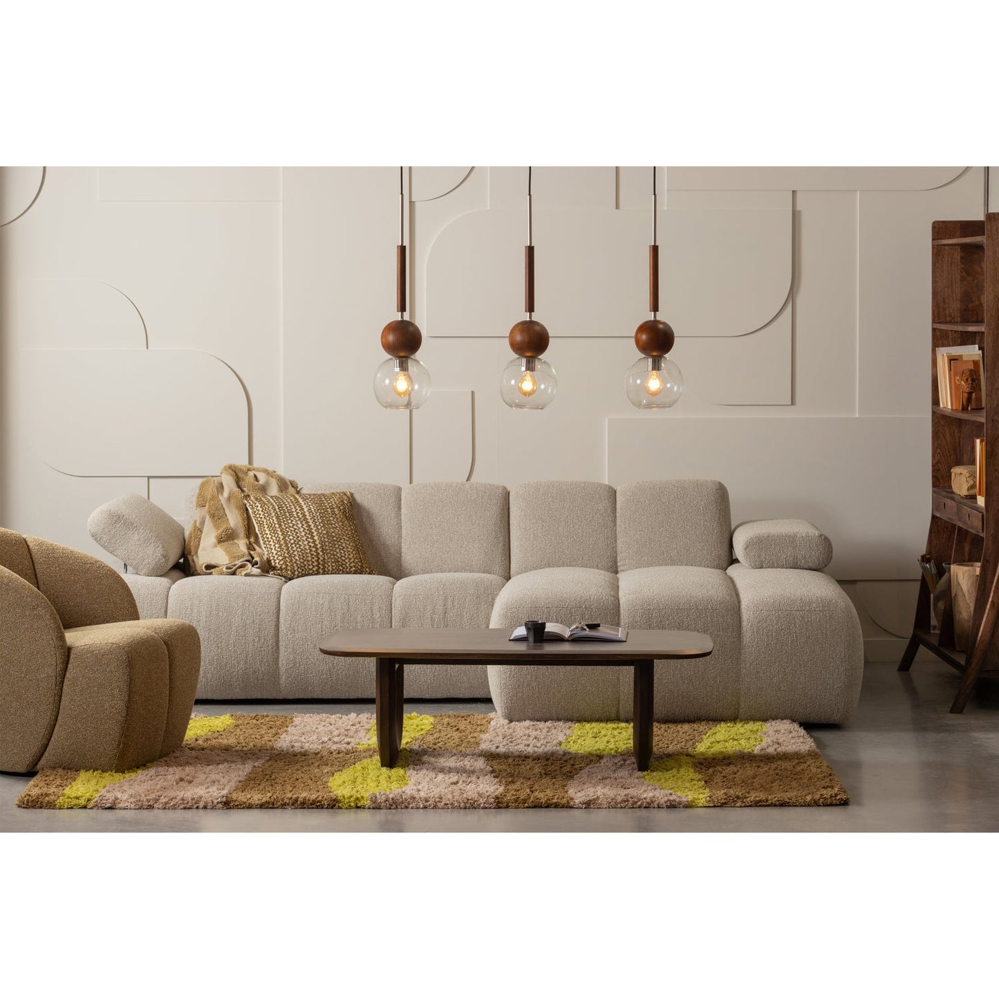 WOOOD Mojo fauteuil bouclé Geel/Bruin melange