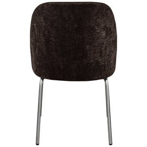 WOOOD Vogue eetkamerstoel chenille donkerbruin chrome