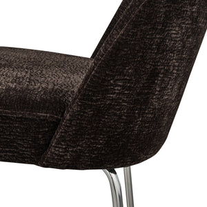 WOOOD Vogue eetkamerstoel chenille donkerbruin chrome