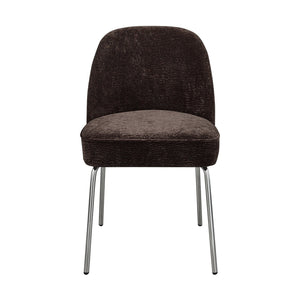 WOOOD Vogue eetkamerstoel chenille donkerbruin chrome