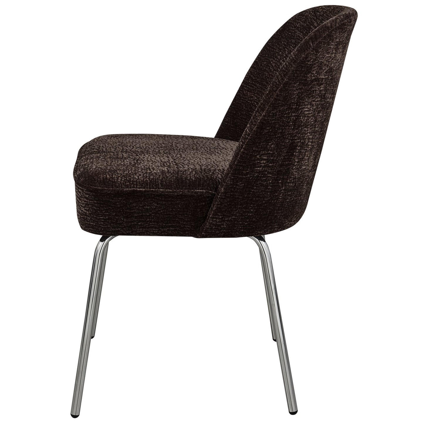 WOOOD Vogue eetkamerstoel chenille donkerbruin chrome