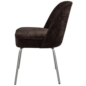 WOOOD Vogue eetkamerstoel chenille donkerbruin chrome