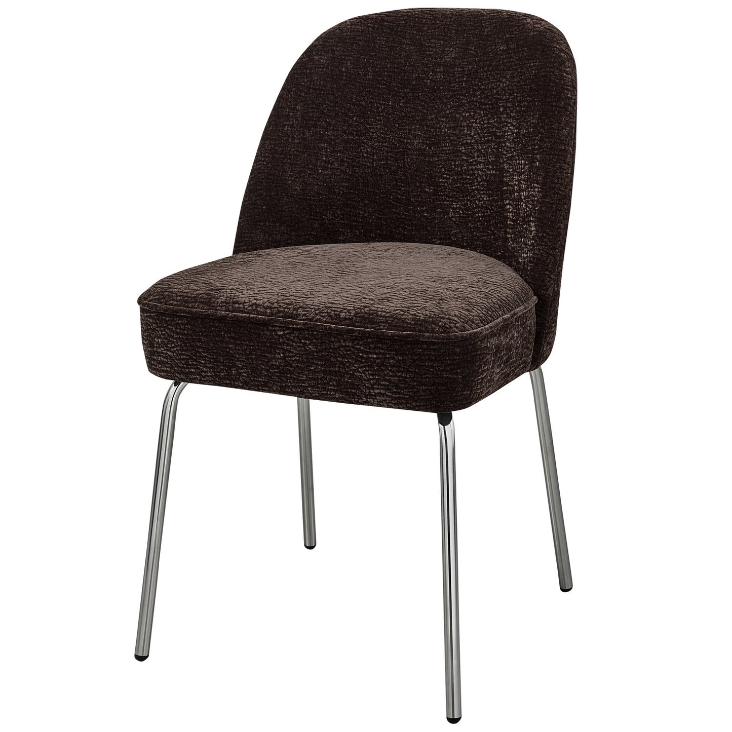 WOOOD Vogue eetkamerstoel chenille donkerbruin chrome