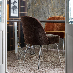 WOOOD Vogue eetkamerstoel chenille donkerbruin chrome
