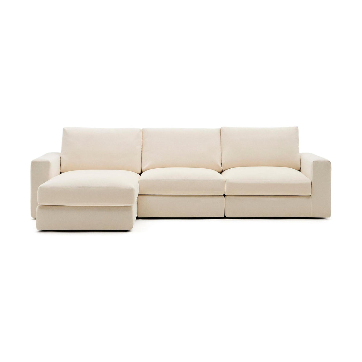 Kave Home Alea 4-zitsbank met chaise longue links Ecru
