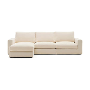 Kave Home Alea 4-zitsbank met chaise longue links Ecru