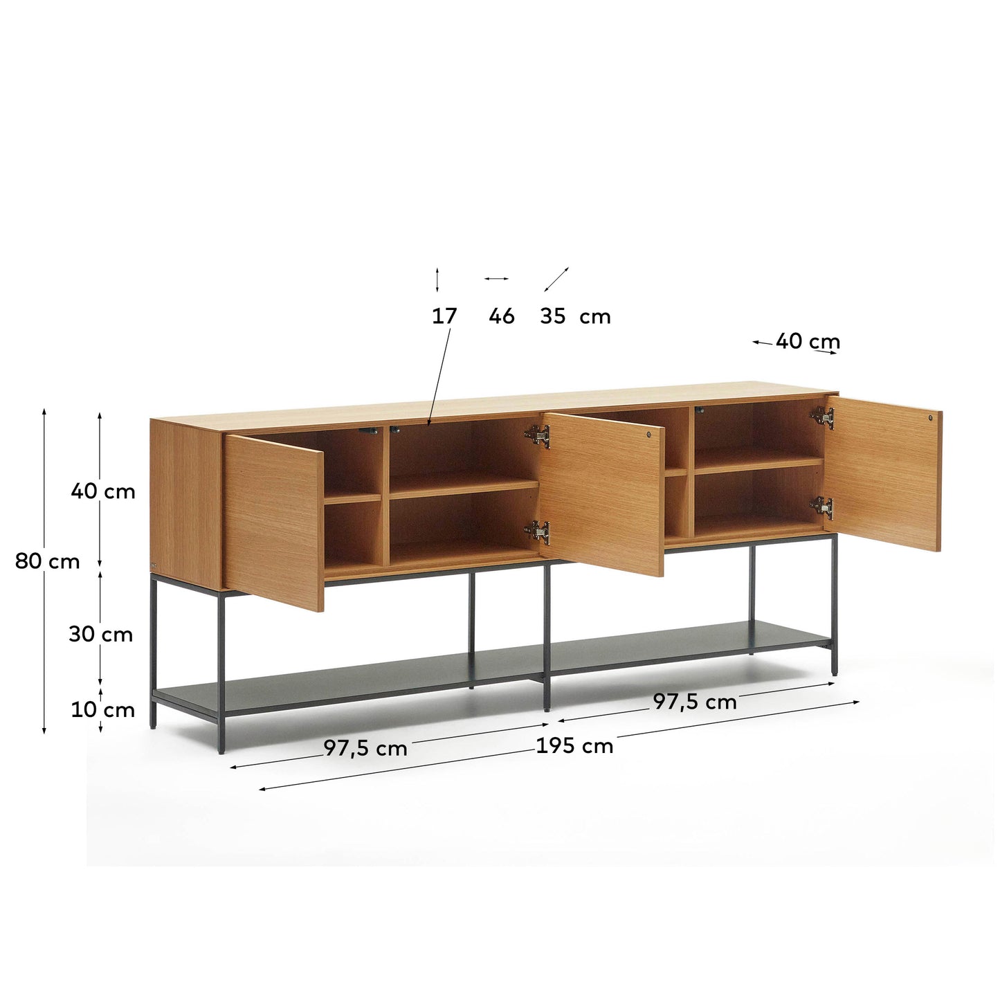 Kave Home Vedrana dressoir 3-deurs eiken
