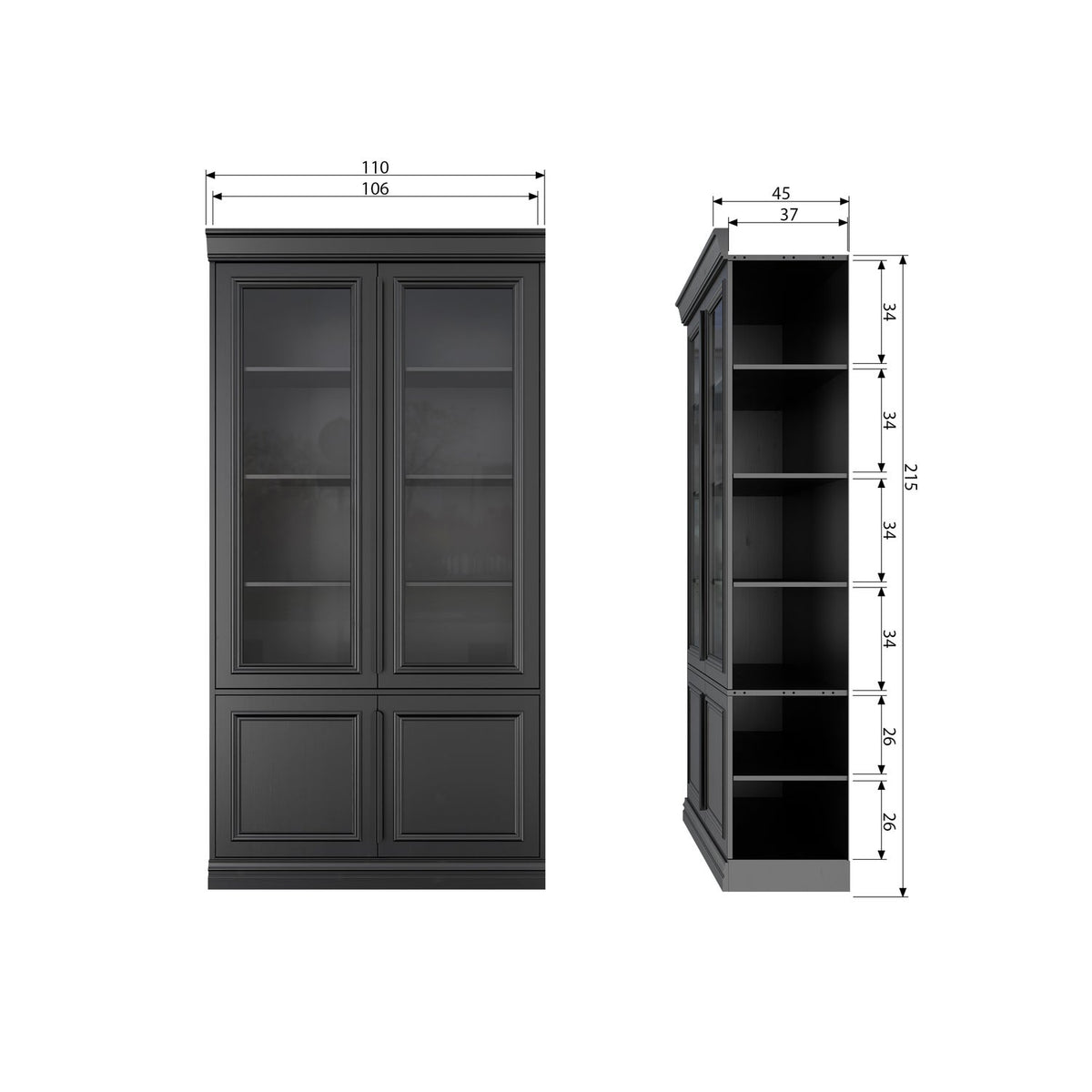 WOOOD Organize vitrinekast Matzwart