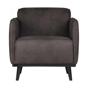 WOOOD Statement fauteuil met arm Ecoleer Donkergrijs