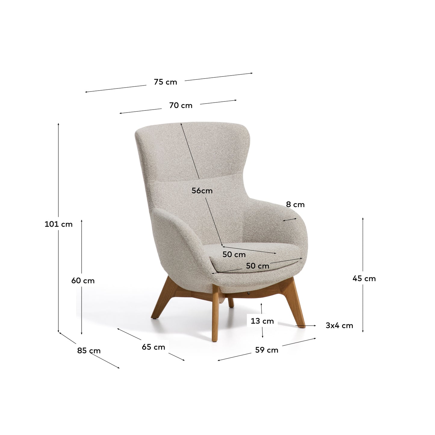 Kave Home Adiran fauteuil chenille Beige