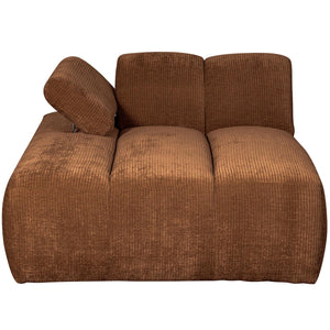 WOOOD Mojo chaise longue bank arm links ribstof Roestbruin