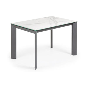 Kave Home Axis eettafel uitschuifbaar 120/180x80 cm Wit/Grijs