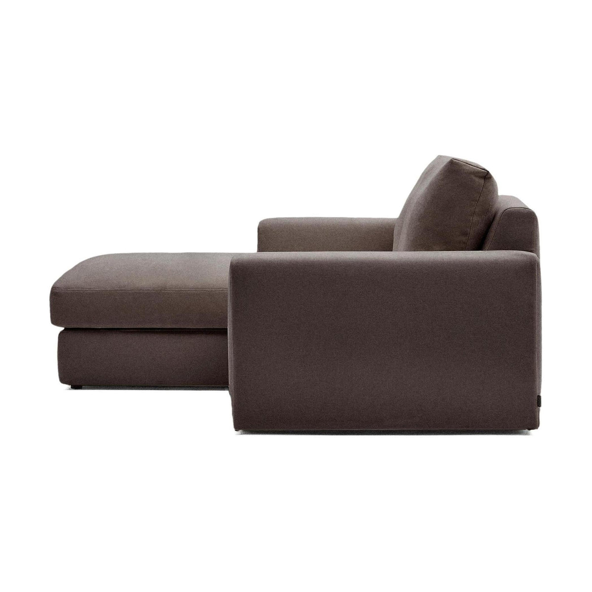 Kave Home Alea 3-zitsbank met chaise longue links Donkerbruin
