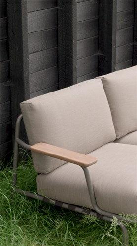 Muuto Settle 2-zits tuinbank Ribbed Weave 2/Dark Green