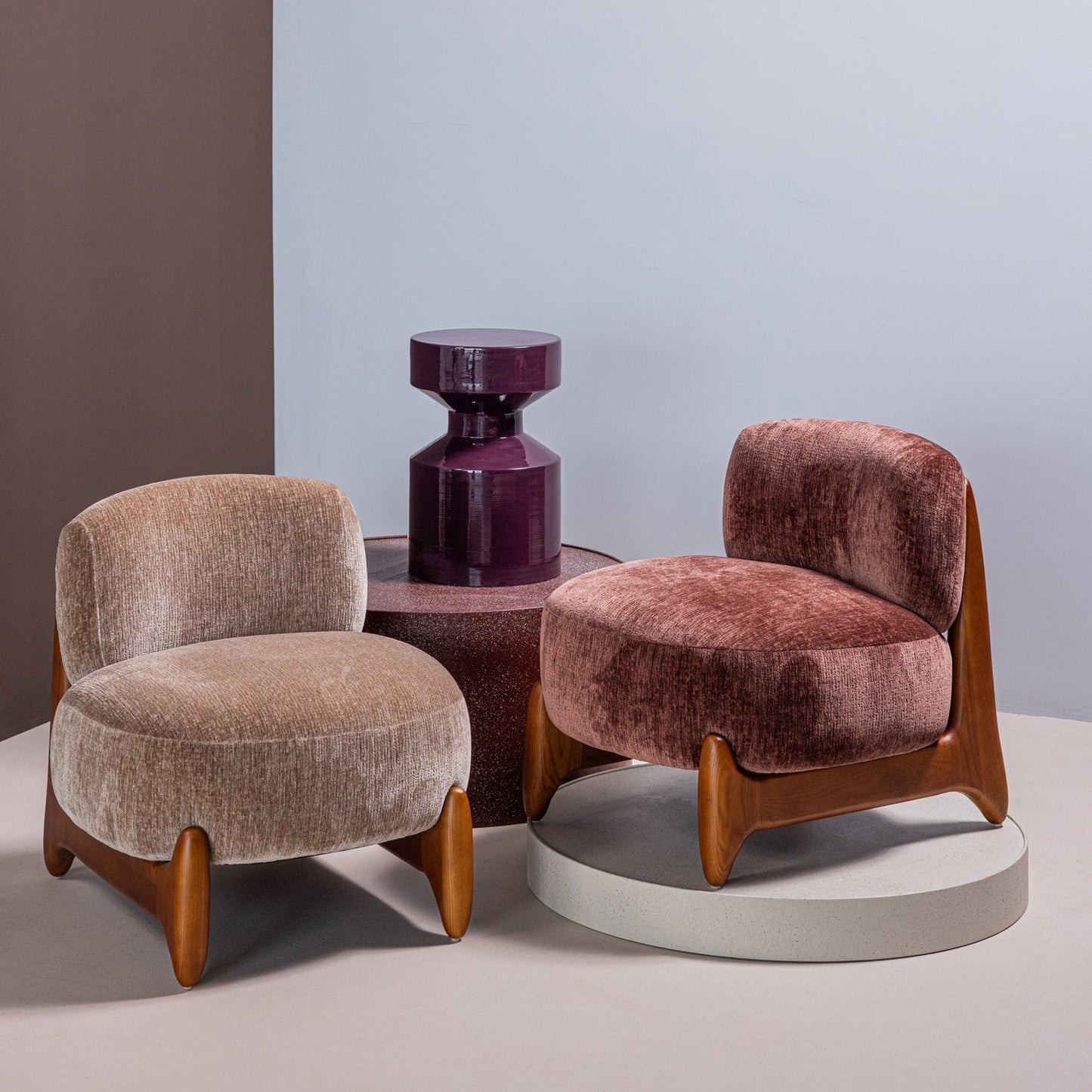 WOOOD Runi fauteuil Paars/Bruin
