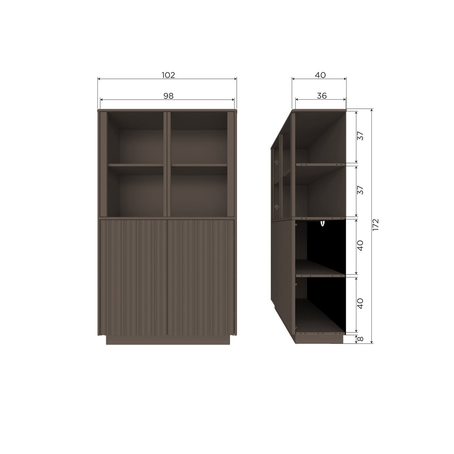 WOOOD Nova vitrinekast Truffel Bruin