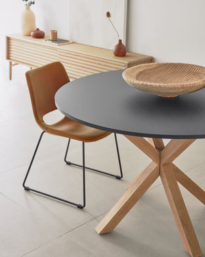 Kave Home Argo eettafel rond Ø120 cm Black/Natural