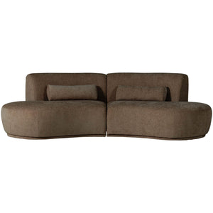 WOOOD Batavier 4-zits bank halfrond velvet Bruin Melange