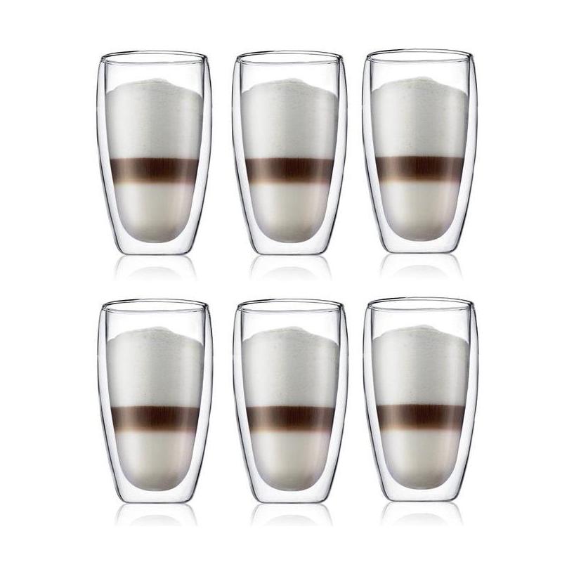 Bodum Pavina Latte Macchiatoglas dubbelwandig 450 ml Set van 6 Stuks