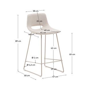 Kave Home Zahara barkruk H65 chenille Beige