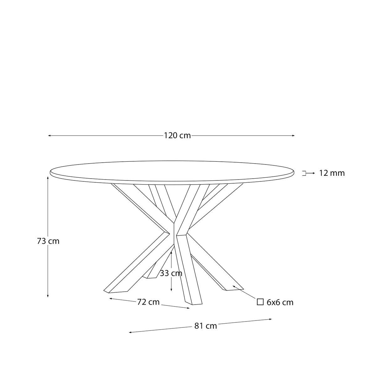 Kave Home Argo eettafel rond Ø120 cm Black/Brown